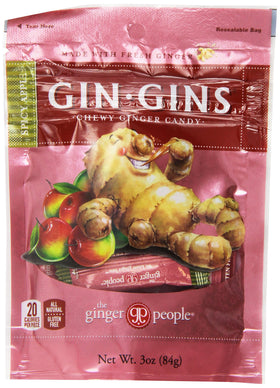 The Ginger People GIN GINS Apple chewy ginger candy front view, portable snack