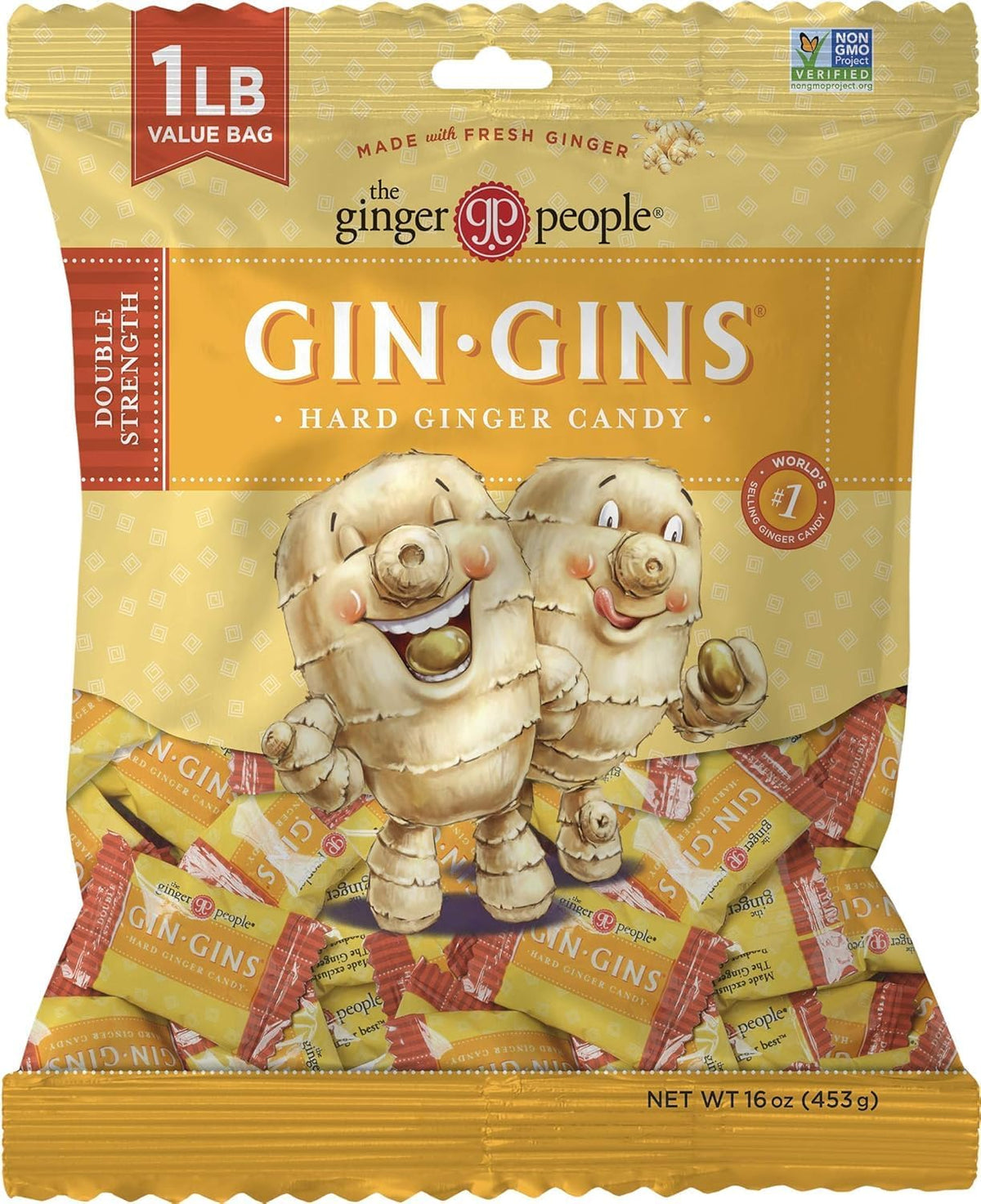 Gin Gins Double Strength individually wrapped candies ideal for travel