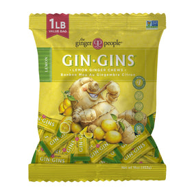 The Ginger People GIN GINS Lemon Ginger Chews bag for on-the-go snacking