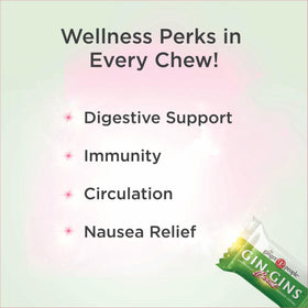 The Ginger People GIN GINS Boost Red Magic Chews on table with vibrant color and aroma