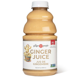 The Ginger People 32oz ginger juice label close-up highlighting purity.