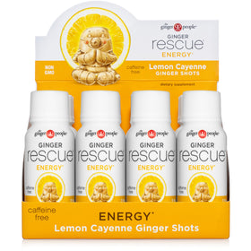 The Ginger People Ginger Rescue Shot bottle for on-the-go digestion support and caffeine-free energy.