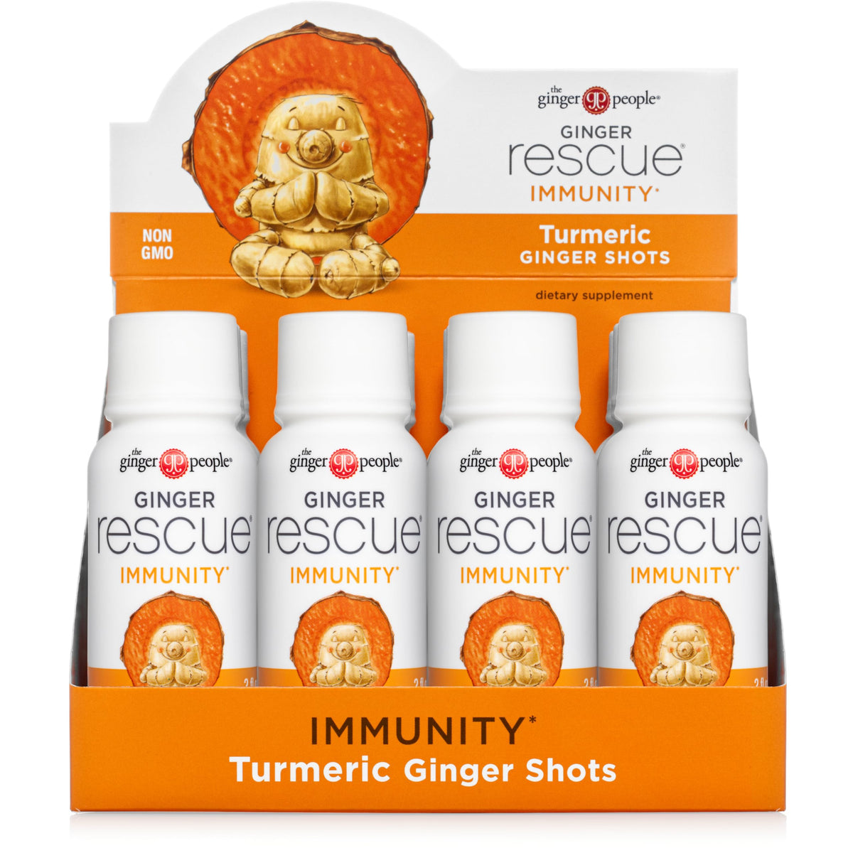 The Ginger People Ginger Rescue Turmeric Shots pack of 12 for on-the-go immunity support.