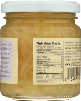 The Ginger People Organic Grated Ginger Fiji jar label highlights organic, non-GMO quality.