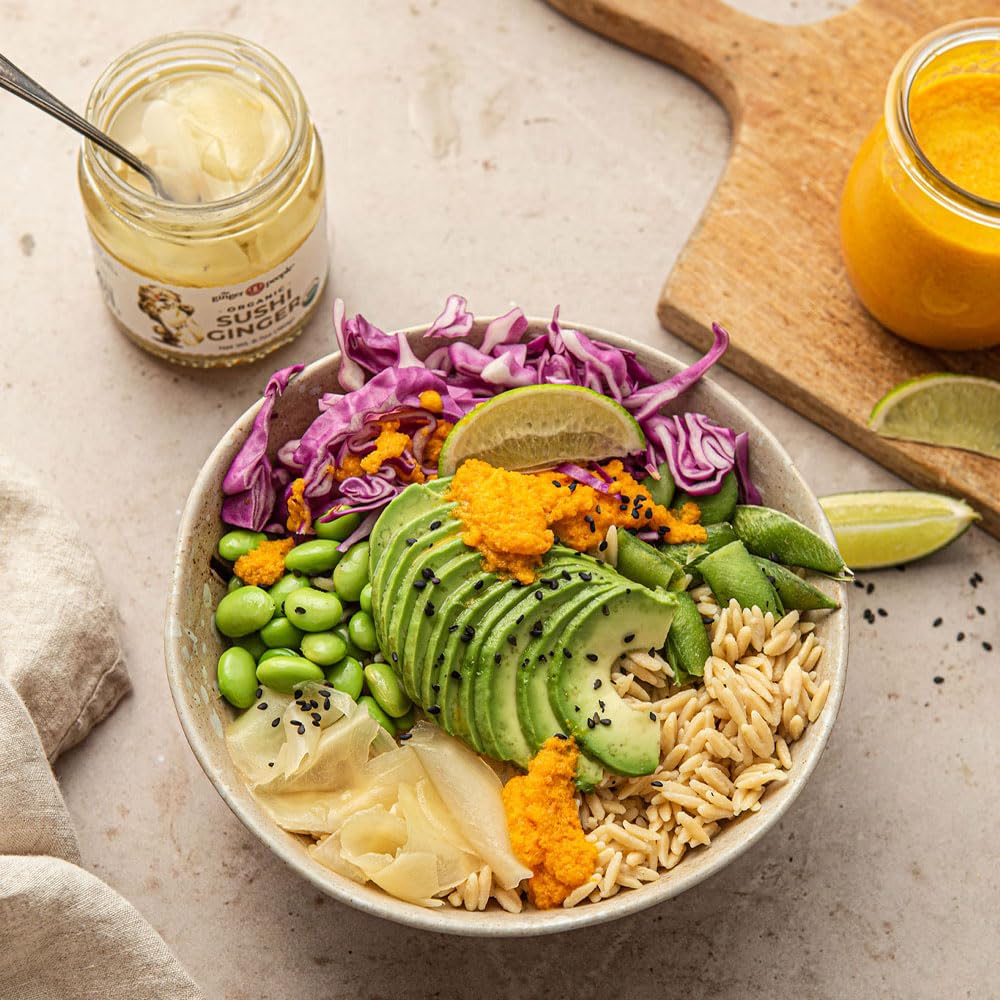 The Ginger People organic sushi ginger ingredients highlight pure organic ginger and vinegar.