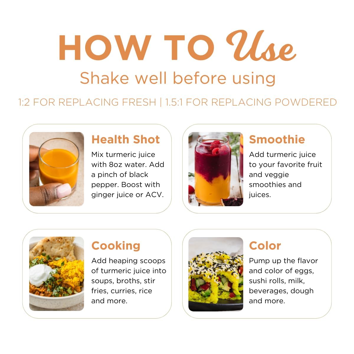 The Ginger People turmeric juice ready-to-pour bottle enables quick wellness boosts.