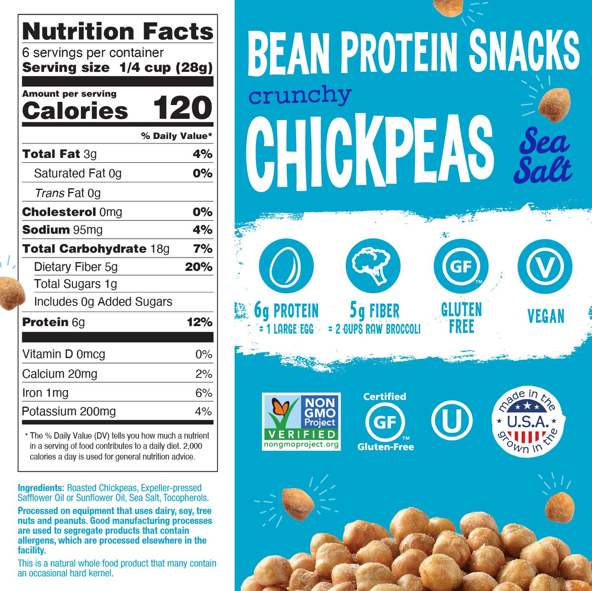 The Good Bean chickpeas snack in hand emphasizes portability for on-the-go nourishment.