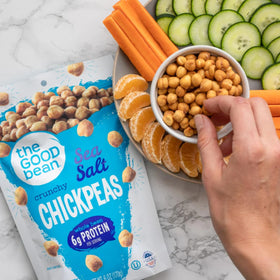 The Good Bean Crunchy Chickpeas serving bowl showing versatile crunch on meals.