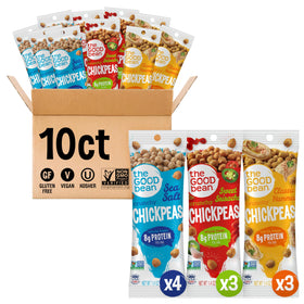 The Good Bean Crunchy Chickpeas Sweet Sriracha bag for on-the-go flavor.