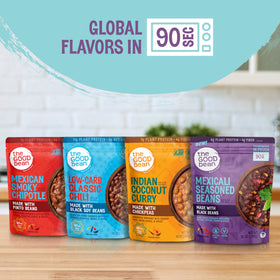 The Good Bean Coconut Curry pouch features creamy coconut notes for warm meals.
