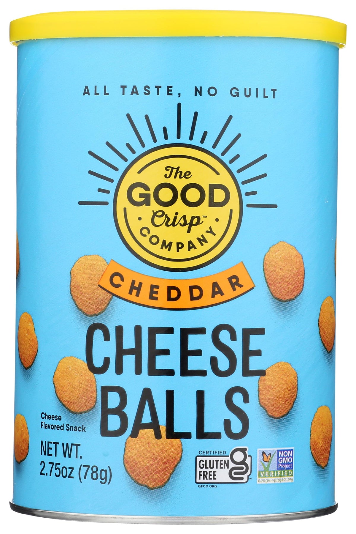 The Good Crisp Company cheddar cheese balls pack shot for convenient snacking
