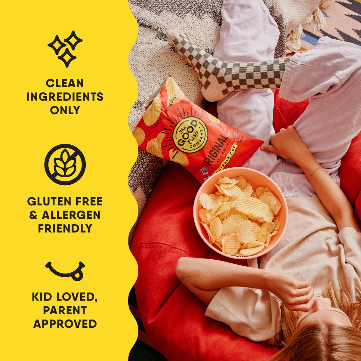 The Good Crisp Company Outback BBQ crinkle chips with bold flavor for picnics