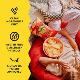 The Good Crisp Company Outback BBQ crinkle chips with bold flavor for picnics