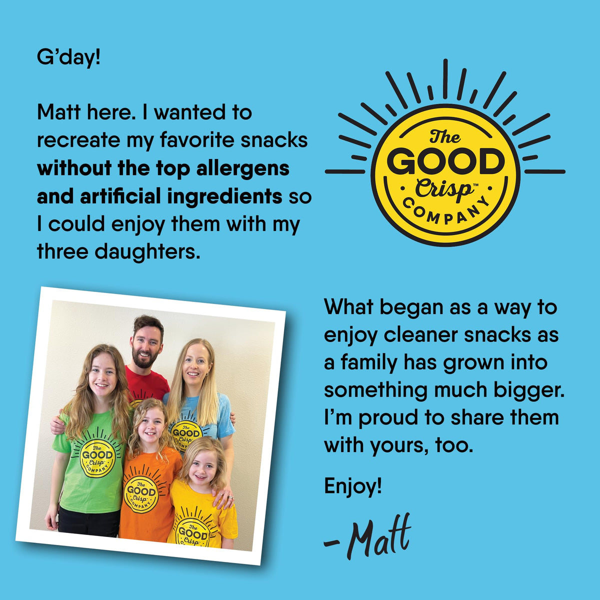 The Good Crisp Company Minis Original gluten-free chips shared at a family picnic, versatile snack option.