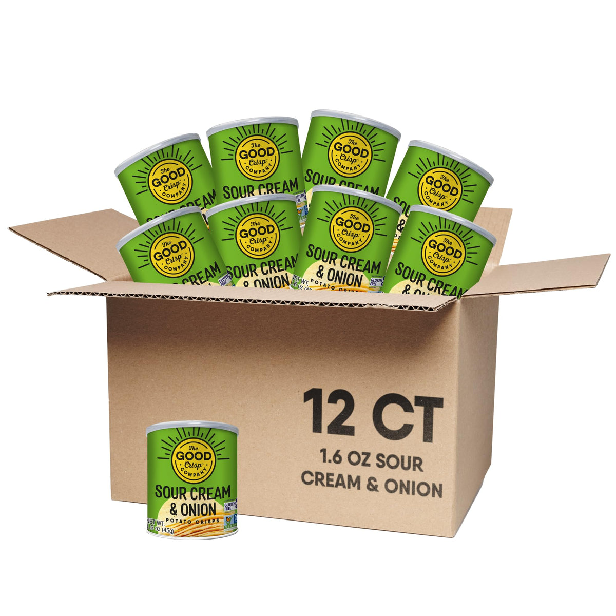 The Good Crisp Company Minis sour cream and onion can pack for on-the-go snacking