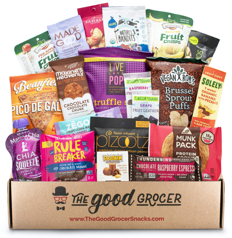The Good Grocer premium gluten free vegan snacks box front view for office gifting