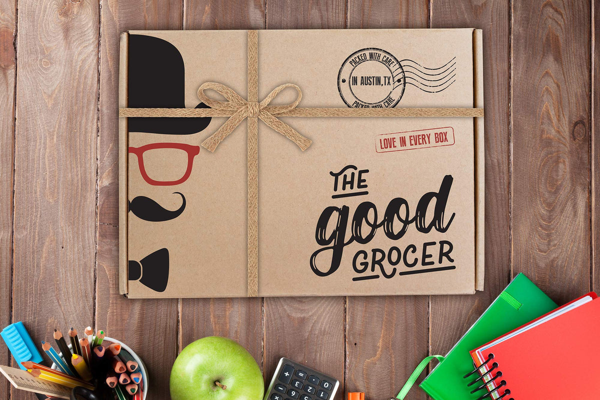 The Good Grocer snacks in gift box ready packaging showing gift-ready setup