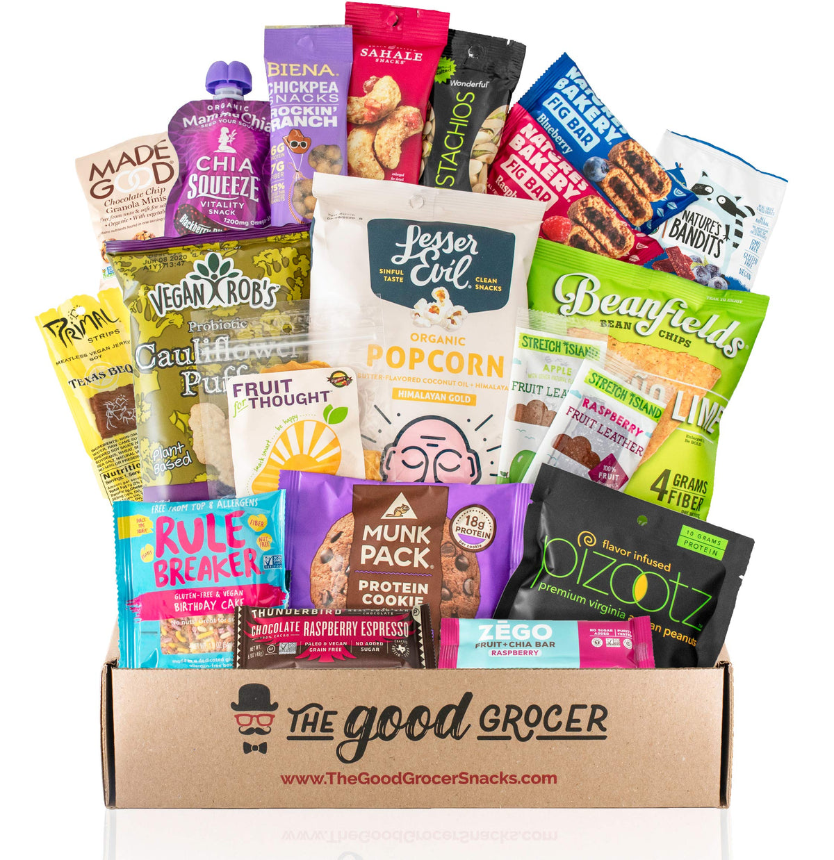 The Good Grocer vegan snack box collection for everyday snacking and gifting.