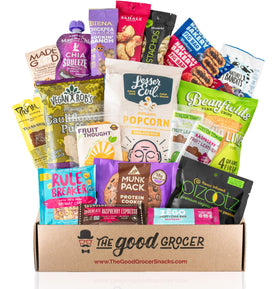 The Good Grocer vegan snack box collection for everyday snacking and gifting.