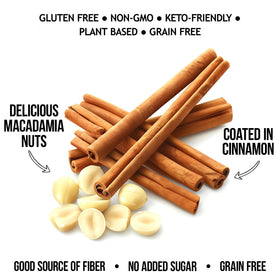 The Granola Bakery Cinnamon Macadamia Nuts close-up highlights crunchy texture and macadamia richness.