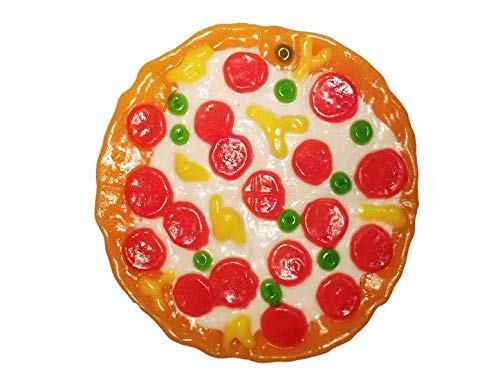 The Gummy Bear Guy world-famous gummy pizza slice close-up, a flavorful snack.