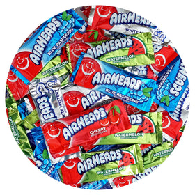 The Hampton Candy Company AirHeads Mini Bars cherry flavor, ideal for lunchboxes.