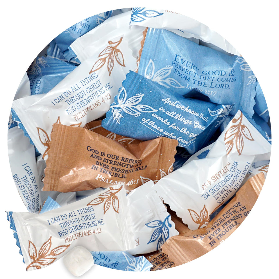 The Hampton Candy Company Bible Verse Buttermints bulk bag for gatherings and gift bags.