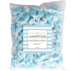 The Hampton Candy Company blue raspberry taffy individually wrapped pieces keep freshness.