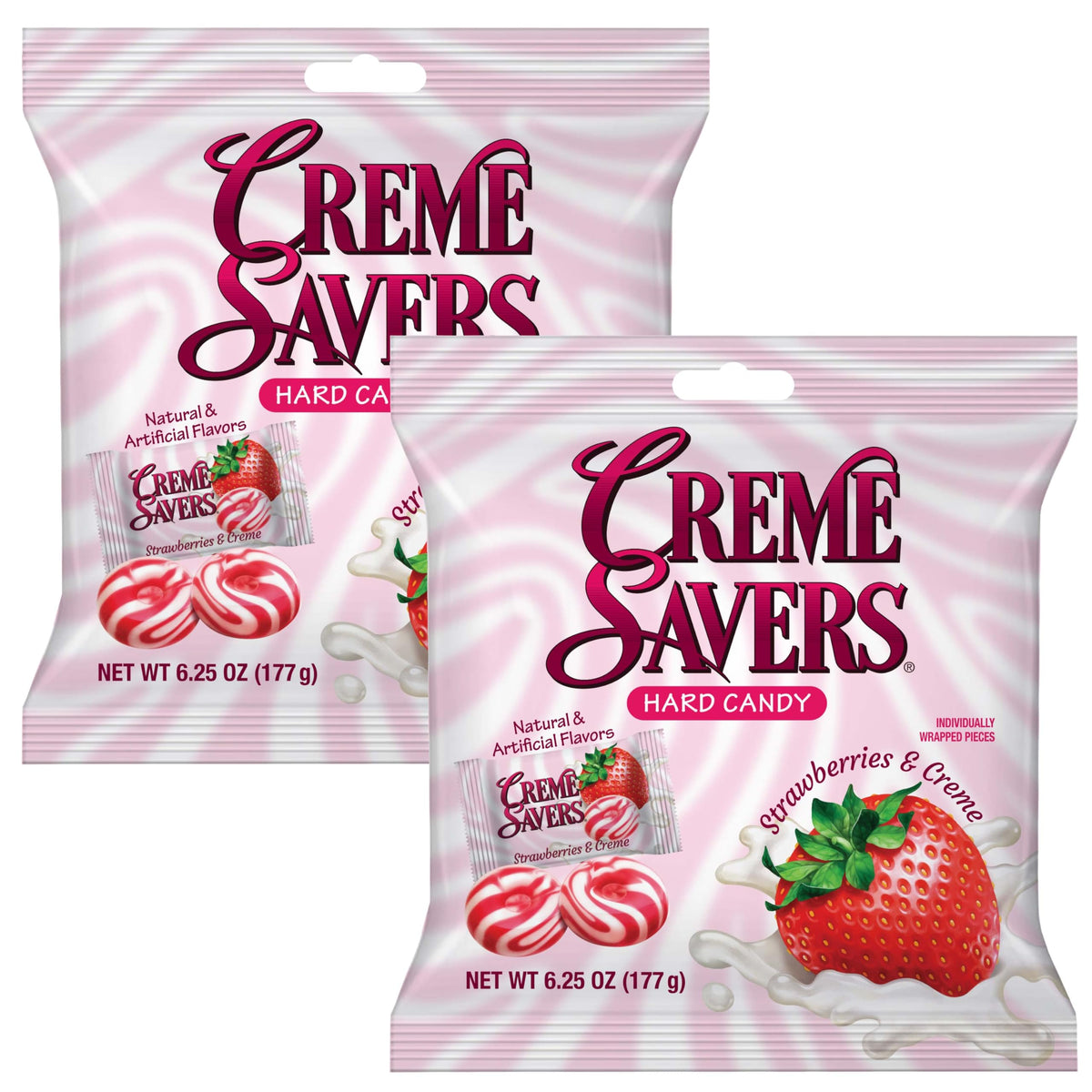 The Hampton Candy Company Cream Savers Strawberry and Cream close-up highlighting creamy fruit flavor