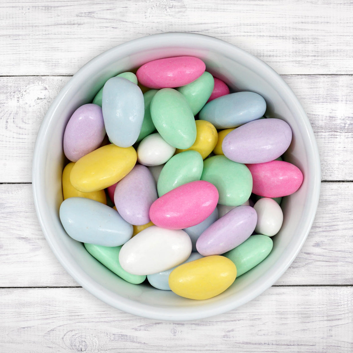 Bulk 3 lb bag of Jordan almonds for office snacks and festive gatherings.
