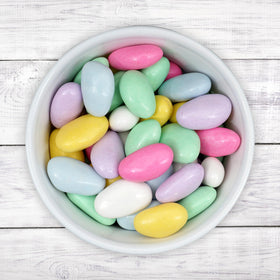 Bulk 3 lb bag of Jordan almonds for office snacks and festive gatherings.