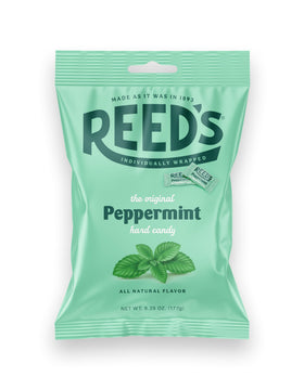 Reed’s Peppermint Candy, individually wrapped, ideal for travel or purse refreshment.