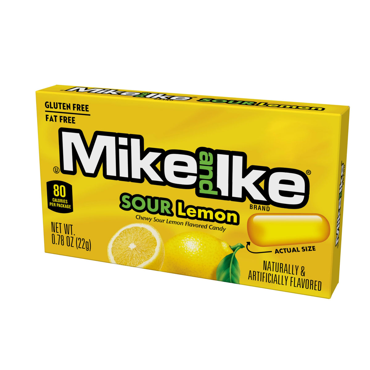 The Hampton Candy Company 24-pack display featuring Mike and Ike Sour Lemon snacks.
