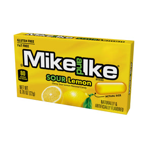 The Hampton Candy Company 24-pack display featuring Mike and Ike Sour Lemon snacks.