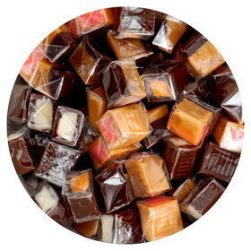 The Hampton Candy Company vanilla milk strawberry filling caramel squares, ideal party treat.