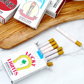 The Hampton Candy Company Bubble Gum Cigarettes packaging, retro look suitable for candy buffets.