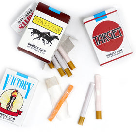 The Hampton Candy Company Bubble Gum Cigarettes sticks, fruity flavor bursts for snacking.