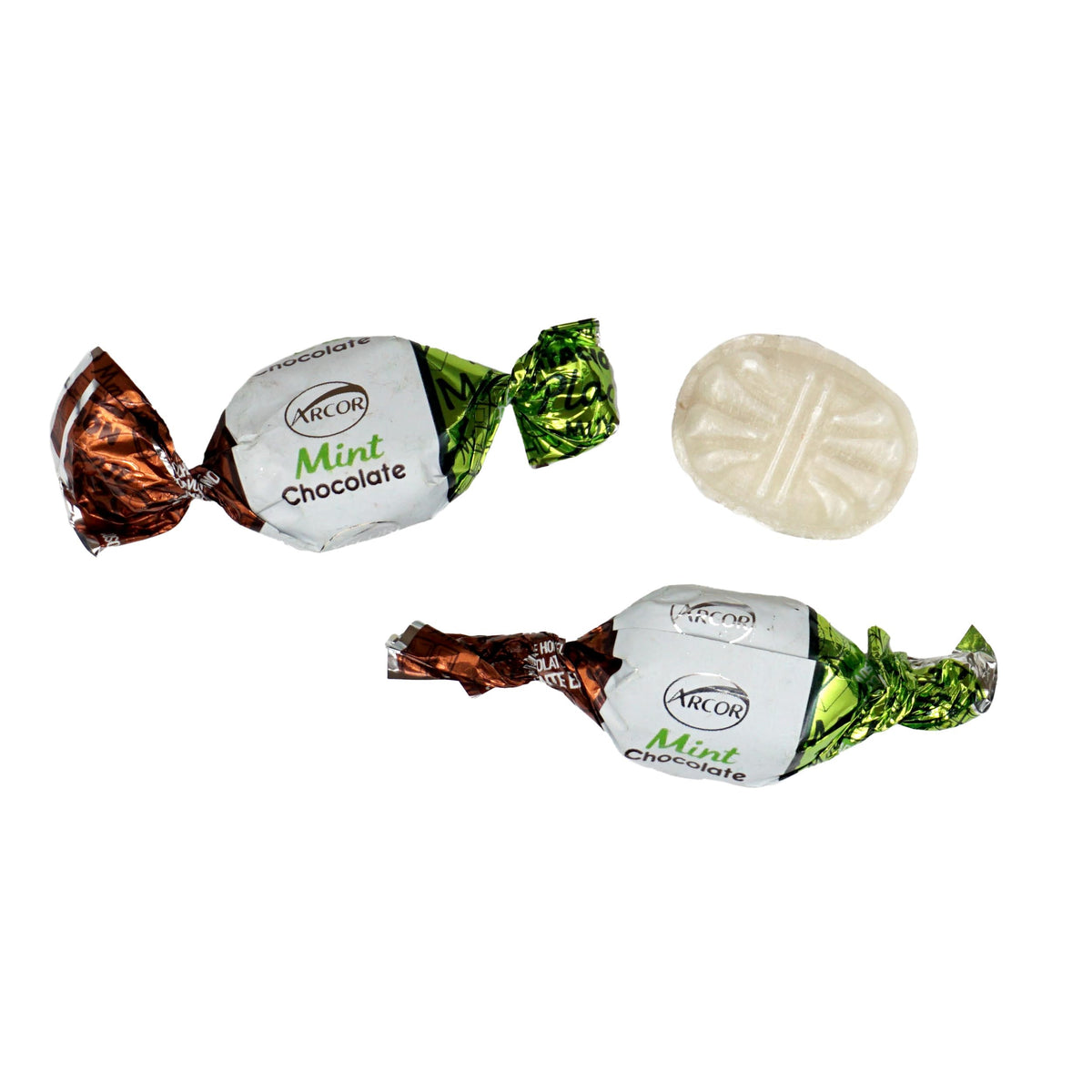 The Hampton Candy Company chocolate filled mints closeup shows a glossy center with minty aroma.