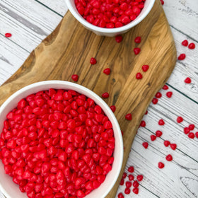 The Hampton Candy Company Cinnamon Imperial Hearts enhance beverages and baked treats.