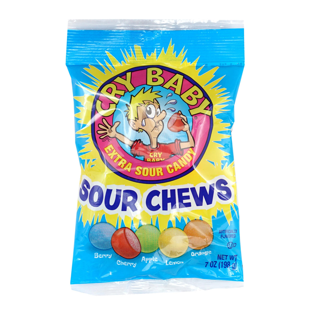 Two-bag display of Cry Baby Sour Chews, ideal for sharing.