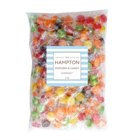 The Hampton Candy Company fruit discs close-up showcases juicy flavors for sharing.