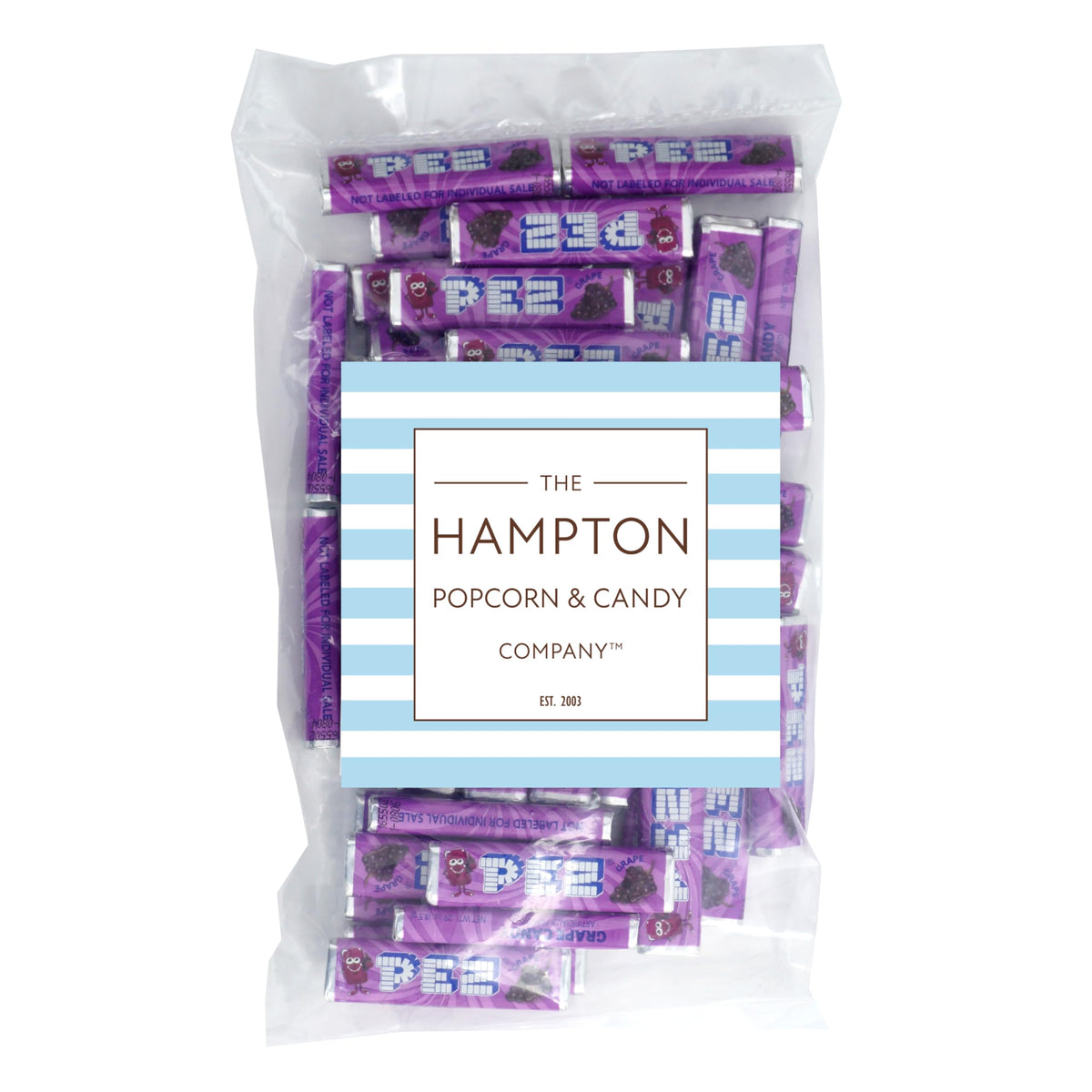 The Hampton Candy Company grape candy dispenser refill ready to share at parties.