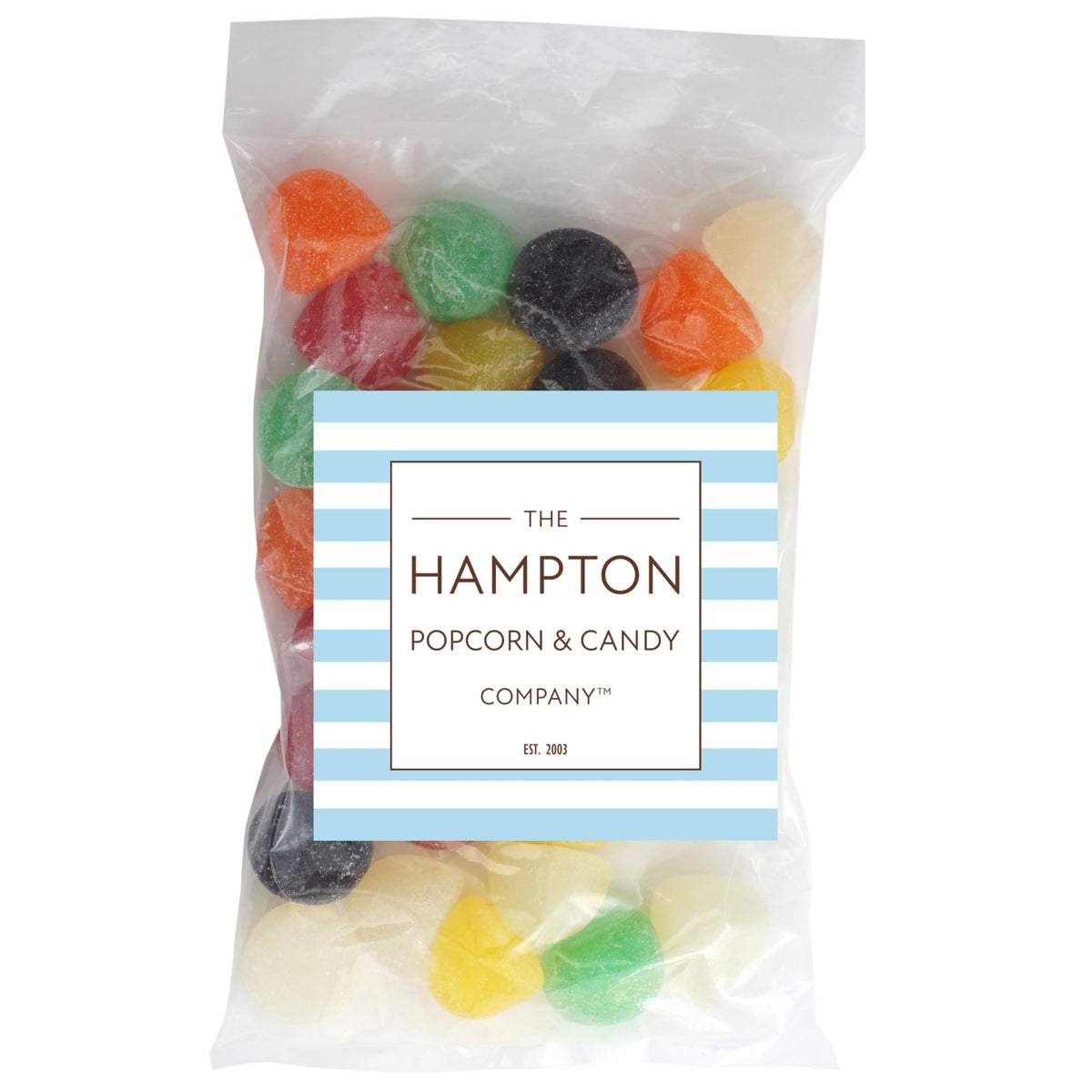 The Hampton Candy Company Gum Drops in a multicolor flavor variety for celebrations.