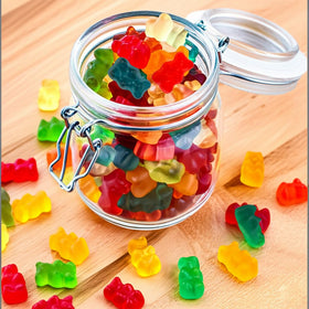 The Hampton Candy Company gummy bears Blueberry flavor excellent for snack tables.