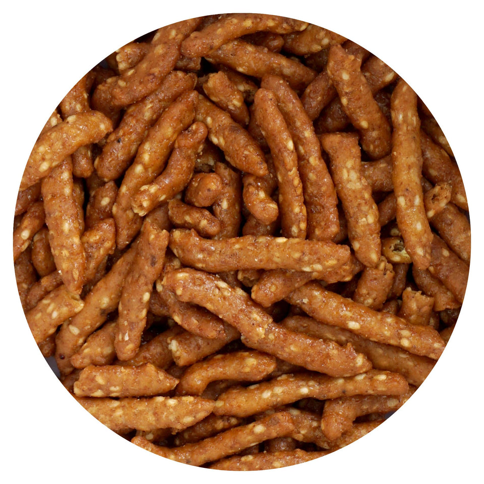 The Hampton Candy Company Honey Roasted Sesame Sticks in a bag, ideal for on-the-go snacking.