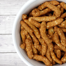 The Hampton Candy Company honey roasted sesame sticks with dips like hummus.