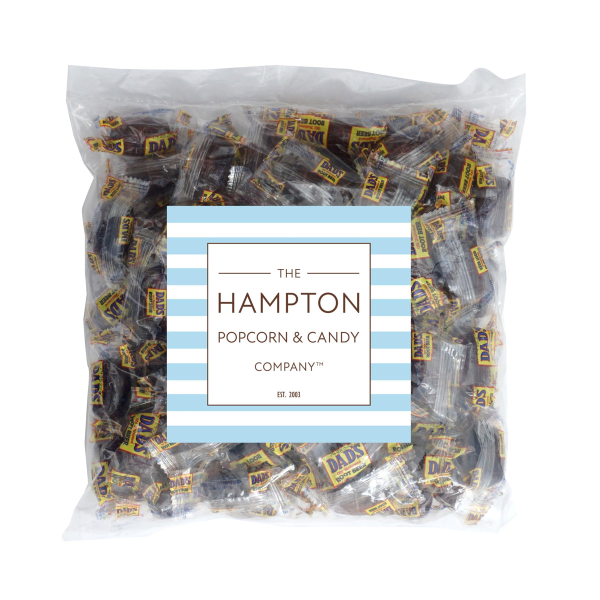 Dad's Root Beer Barrel candy individually wrapped for on-the-go enjoyment by The Hampton Candy Company