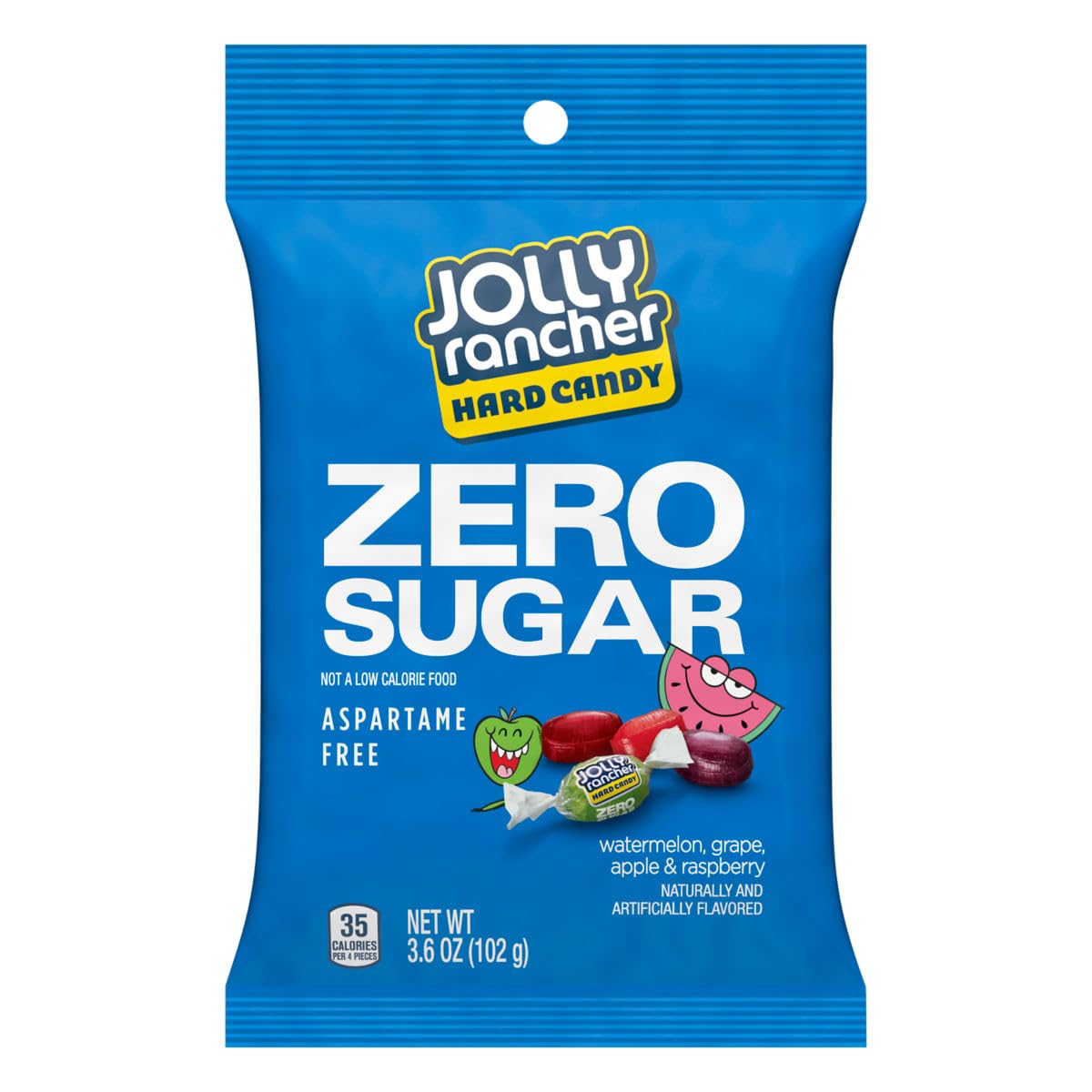 THE HAMPTON CANDY COMPANY JollyRanchers Zero Sugar grape bag delivers bold fruit flavor without sugar.