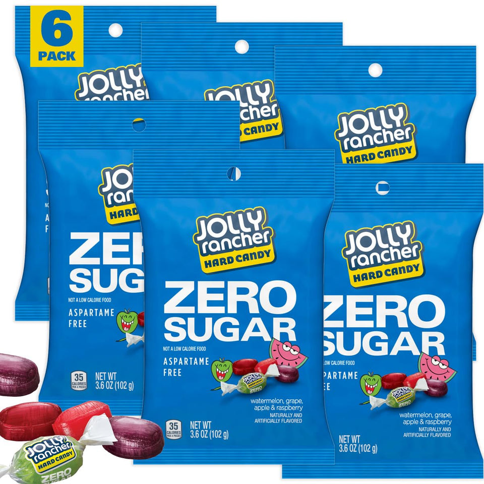 THE HAMPTON CANDY COMPANY JollyRanchers Zero Sugar watermelon bag shows juicy sugar-free flavor.