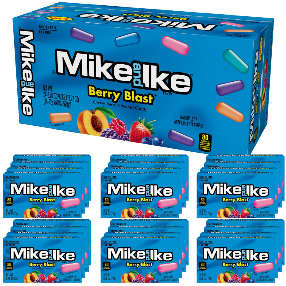 The Hampton Candy Company Mike and Ike Berry Blast box showcases five fruity flavors.